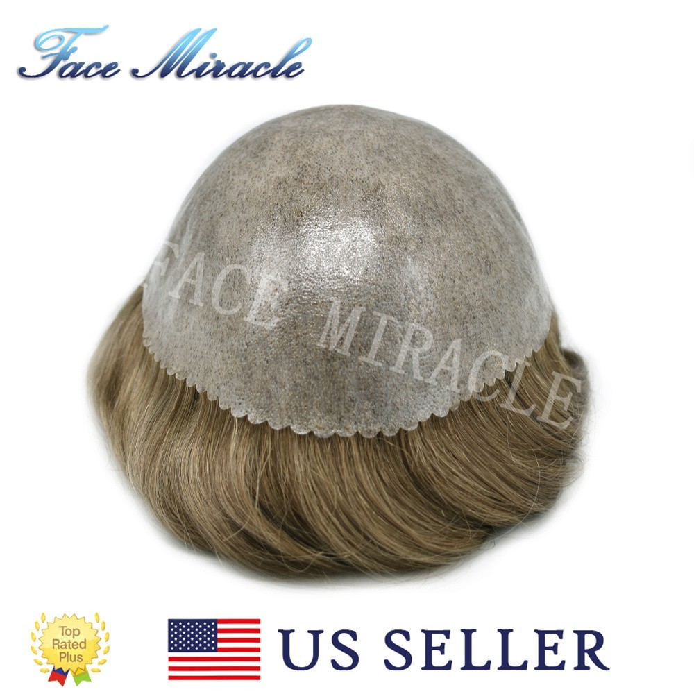Hair System for Men Full Poly Thin Skin PU Man Hair Piece Natural Hair Wig Unit