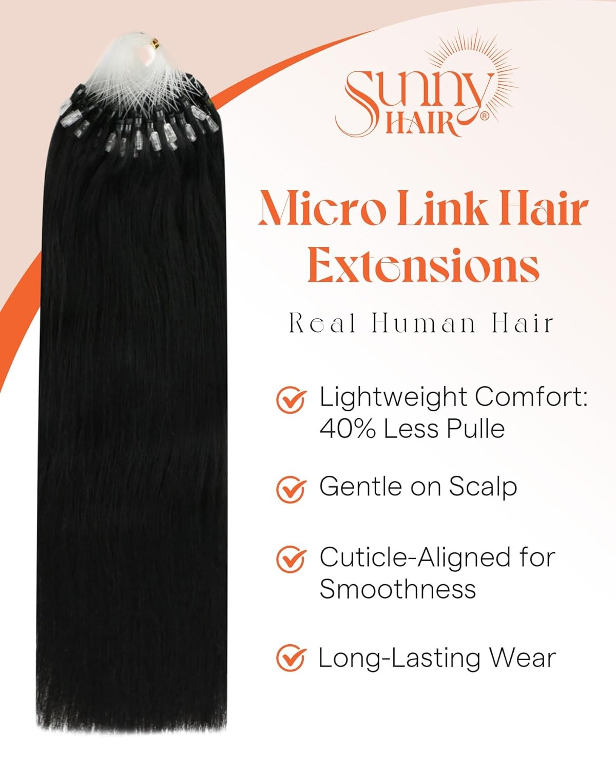 Sunny Hair MICROLINK 14in #1 Black Hair Extensions – ML_1_14_50G3
