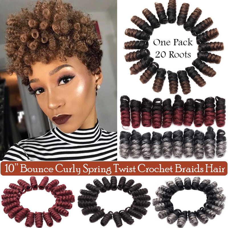 US 1-5 Packs Jumpy Wand Bounce Spiral Curly Hair Twist Crochet Curl Braids Grey