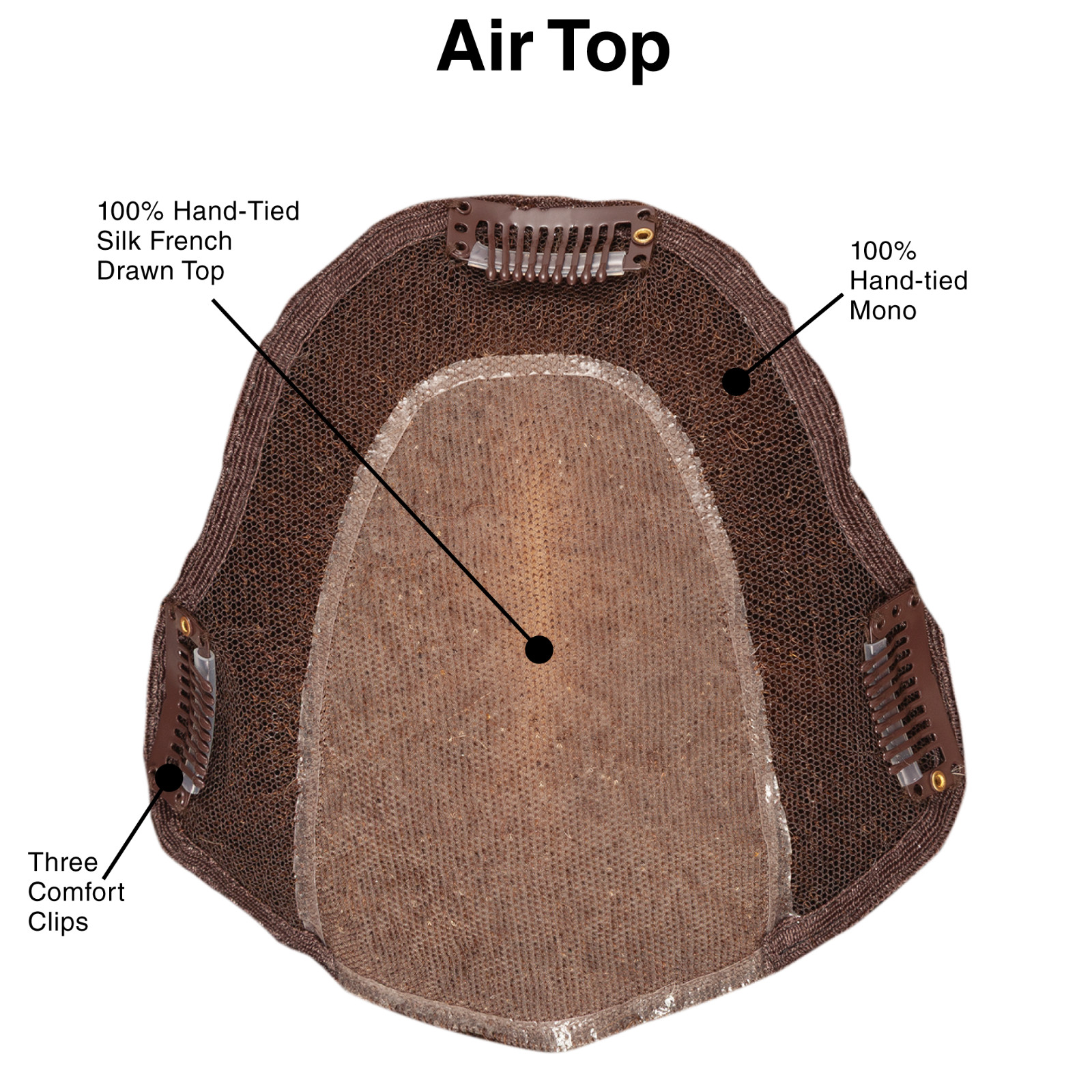 AIR TOP 14″ Toppers TressAllure -Message Color B4- Hand Tied Human Hair