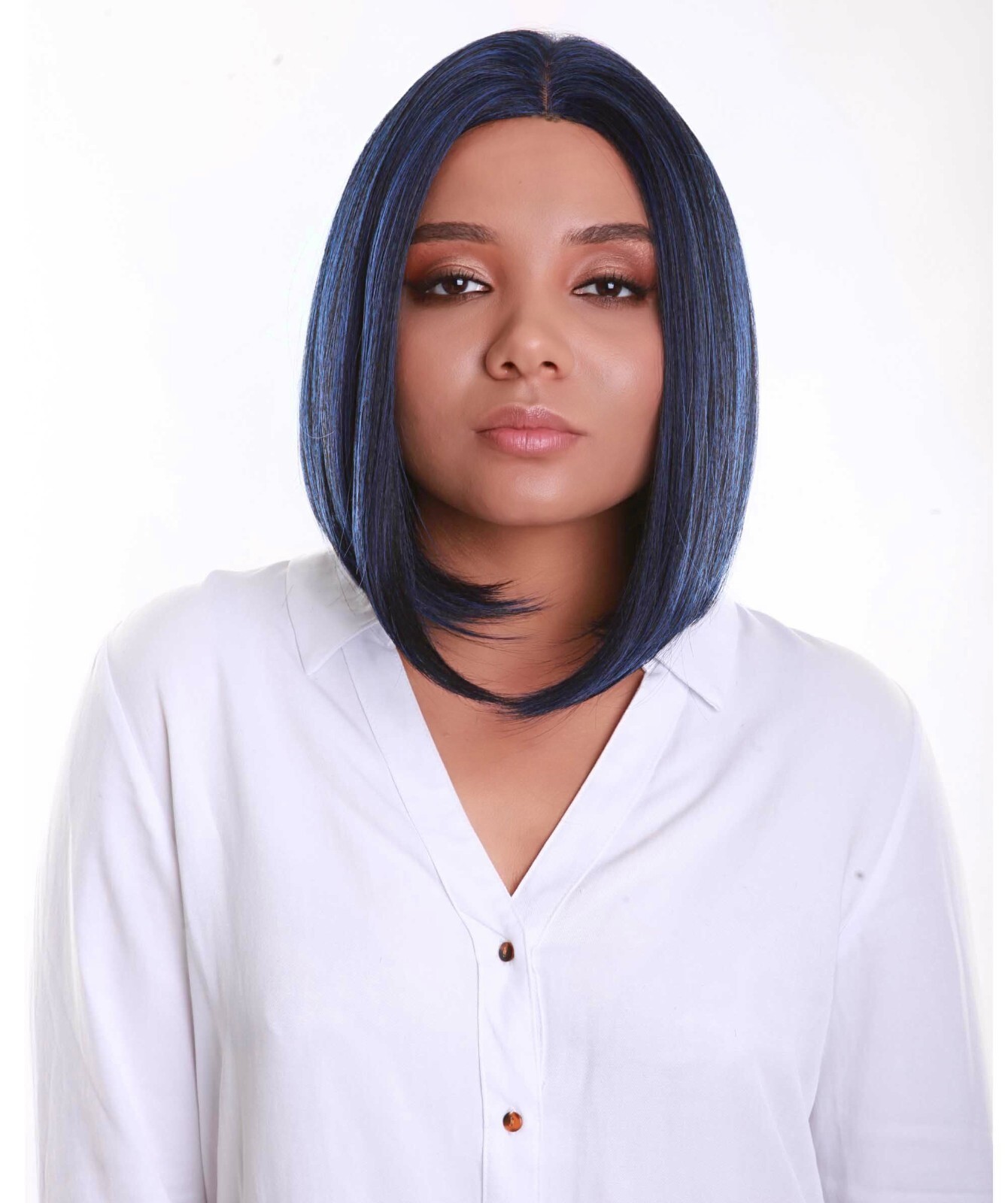 Keda Straight 9.5″ Long 4X4 Hand-Tied Lace Front Wig, Good Heat Resistant Fiber