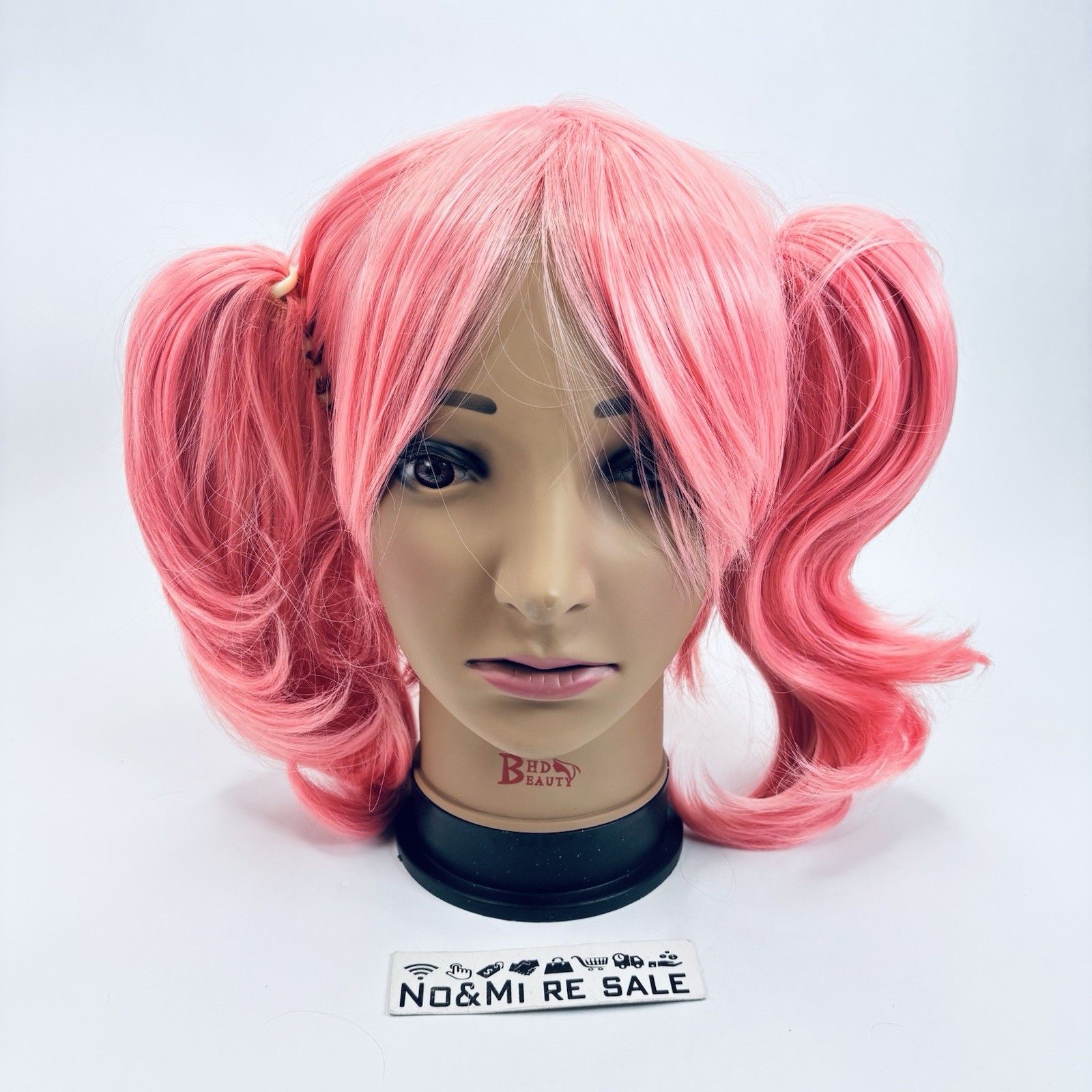 Pink Lolita Long Curly Cosplay Wig 2 Clip on Ponytail wig, Pink