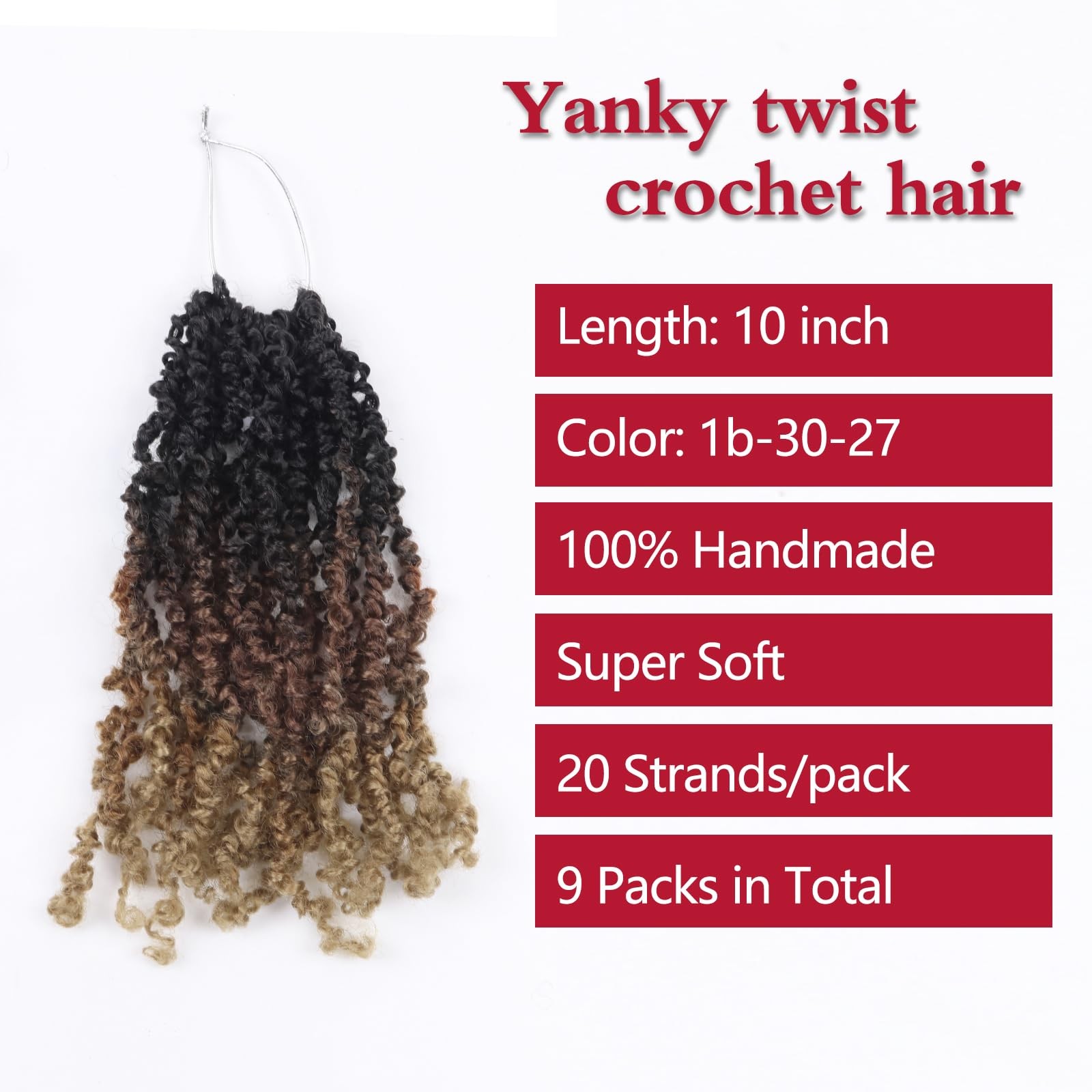 Yanky Twist Crochet Hair PILLUGER Yaki Twists Micro Spring Braids 9 Packs Brown
