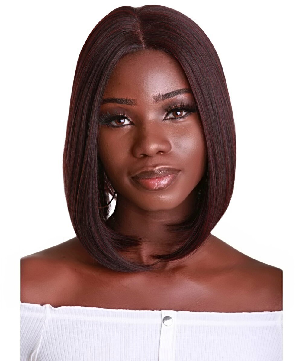 Keda Straight 9.5″ Long 4X4 Hand-Tied Lace Front Wig, Good Heat Resistant Fiber