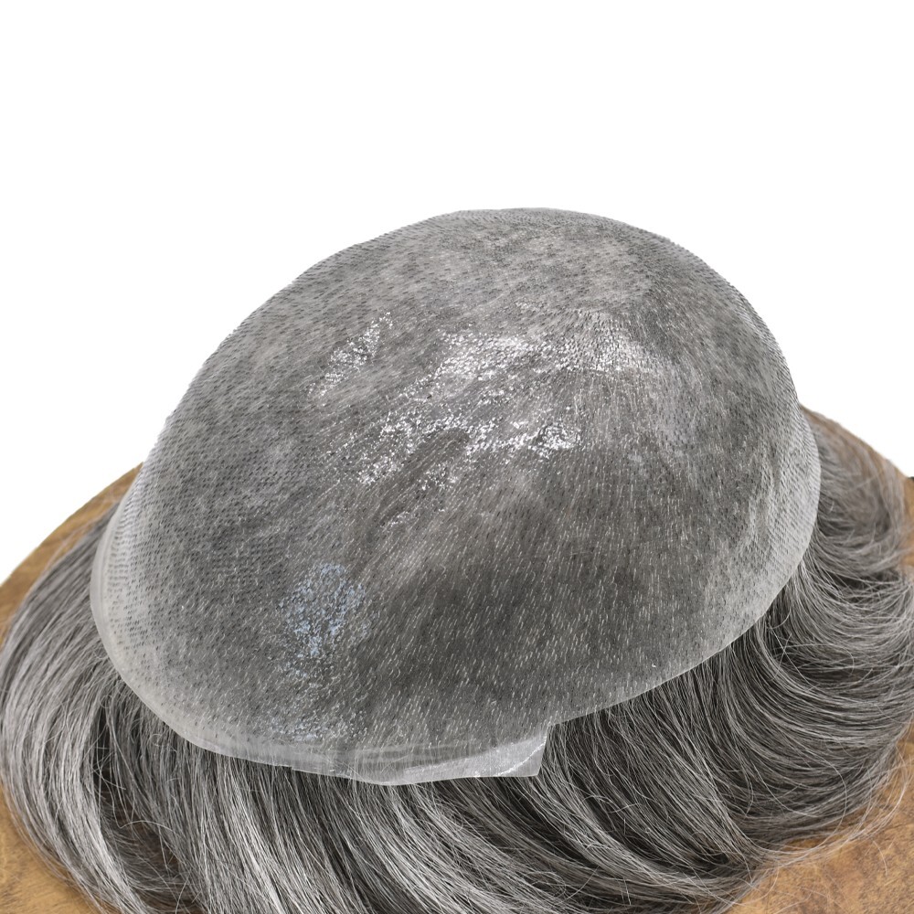 Mens Toupee Hairpiece 0.06mm Thin Skin Invisible V-Loop Poly Pu Hair System Wig