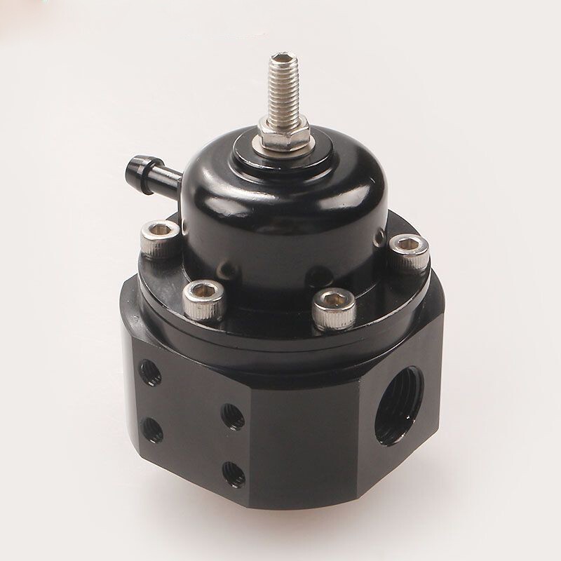 Black Universal Adjustable EFI Fuel Pressure Regulator Valve Kit High Volume