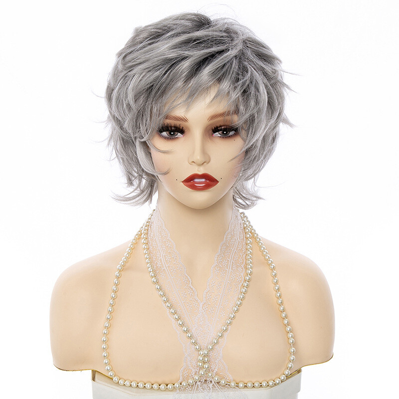 Short Shag Capless Wavy Layered Synthetic Hair Wigs for Women Daily Wigs