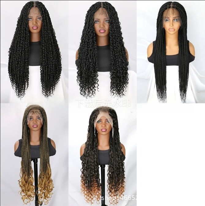 Knotless Box Braided Wigs Full Double Lace Braid Wig for Black Women