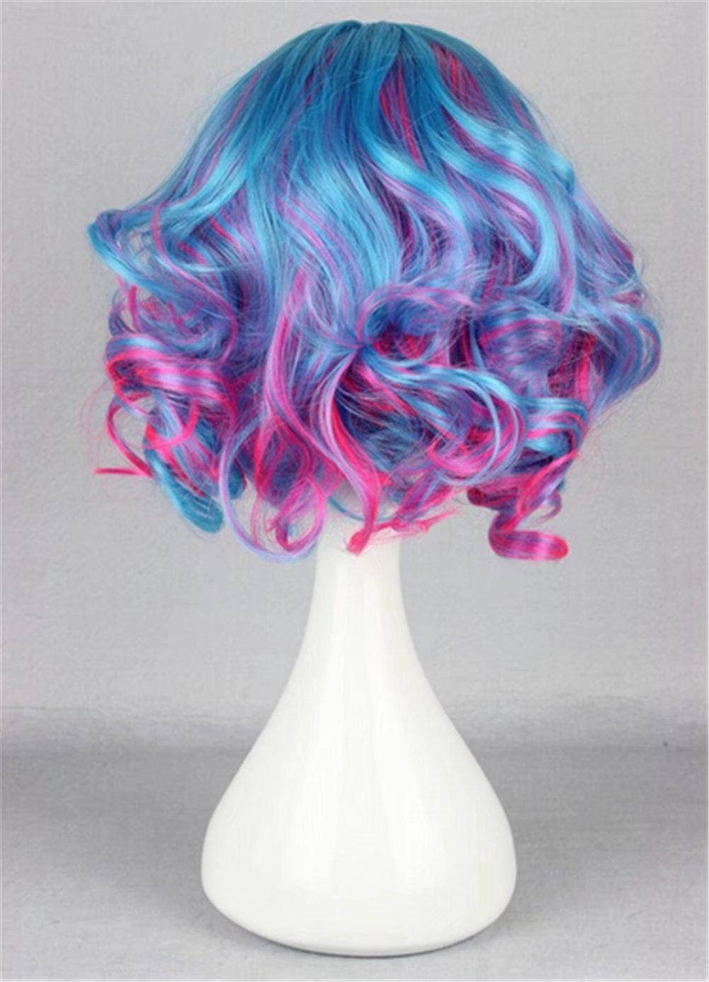 Cosplay Wig Short Curly Colorful Rainbow Cosplay Halloween Party Princess Cos…