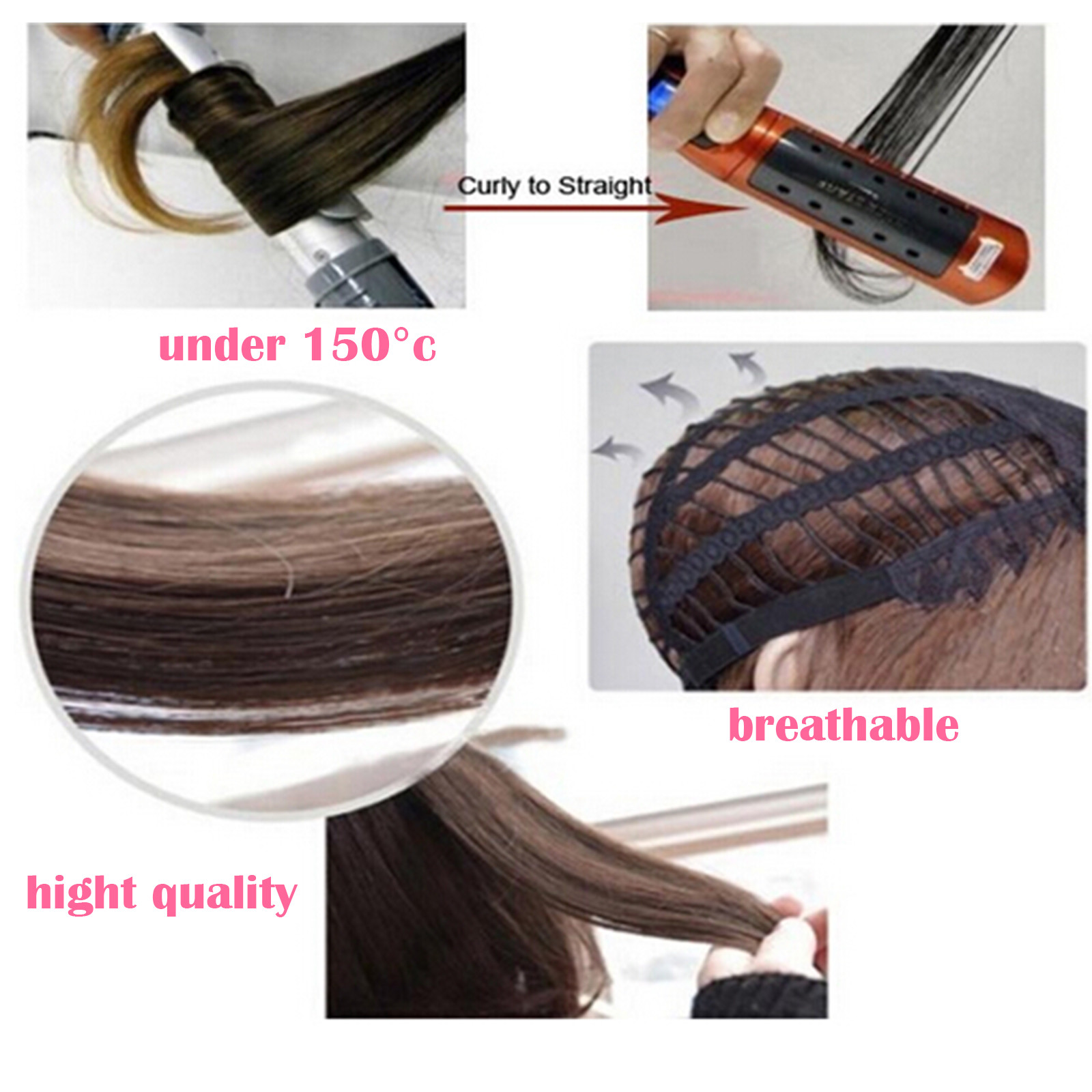 Hot Long Hair Full Wig Ombre Two Tone Heat Resistant Synthetic Fibre Wigs Thick