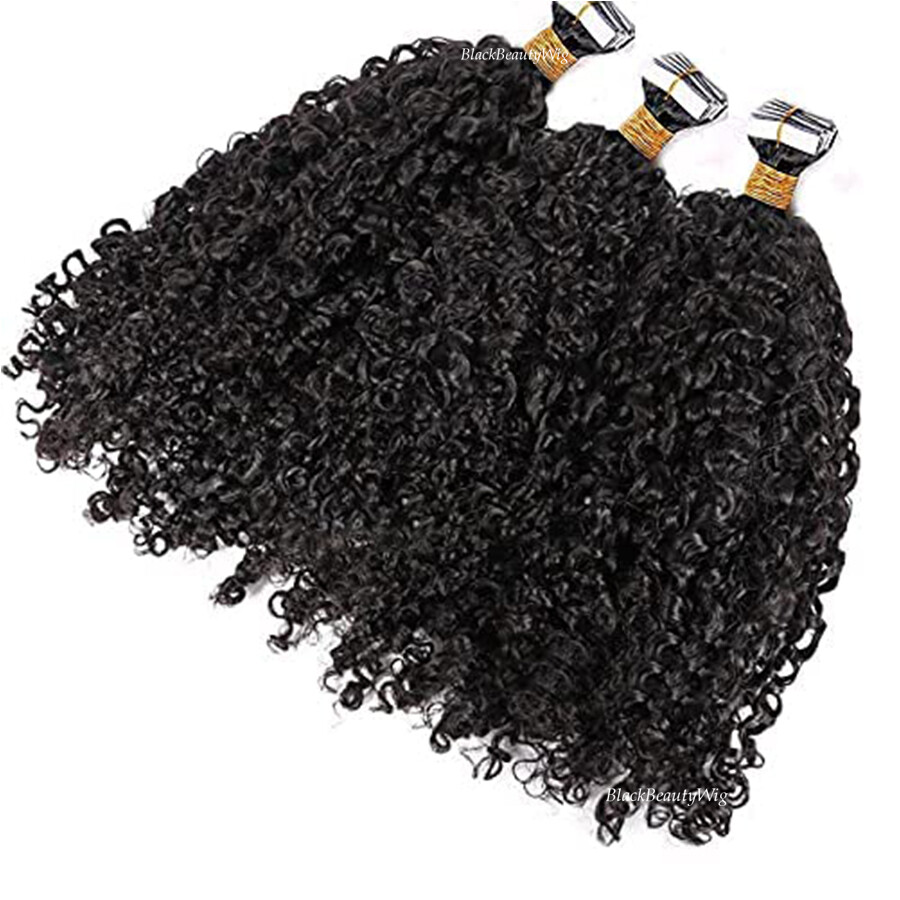 Sassy Curly Tape in Human Hair Extension Brazilian Skin Weft Tape on Hair 40Pcs
