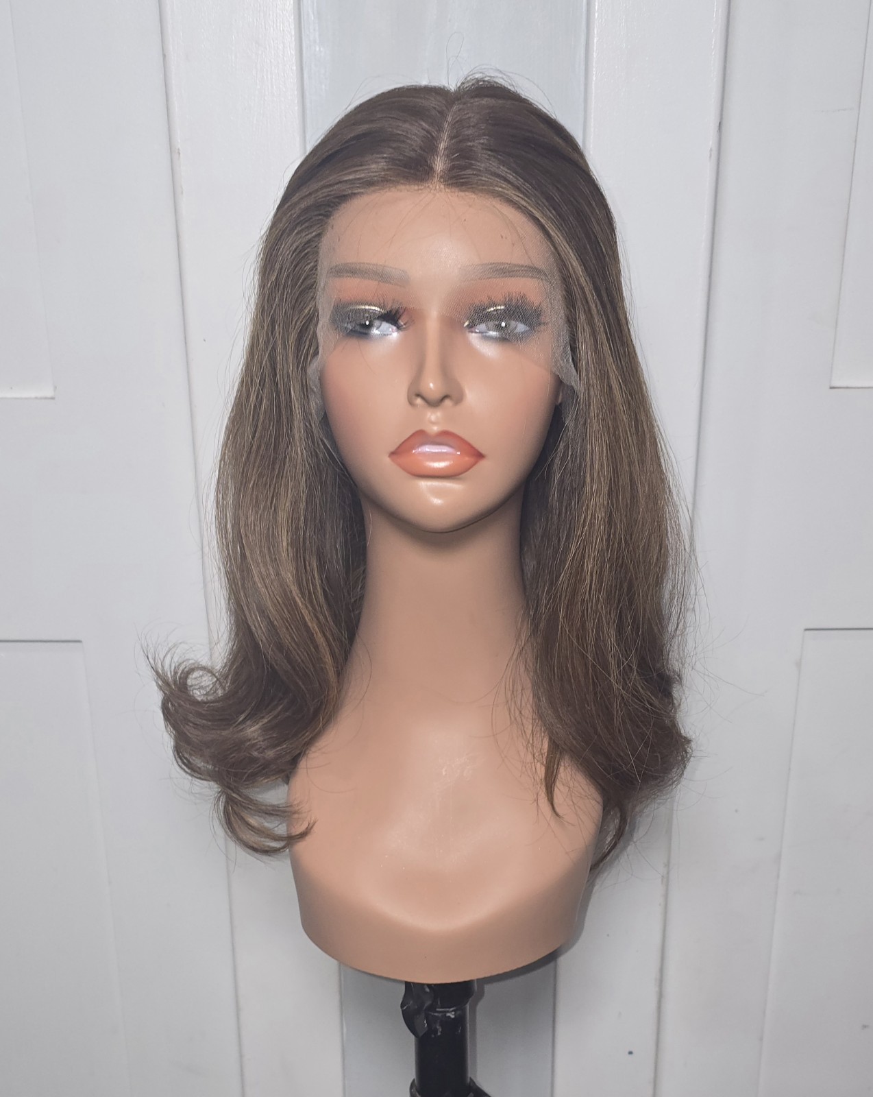 SARZ New York Sheitel Wig Lace Top Human Hair 18in 2/8 Brown Medium