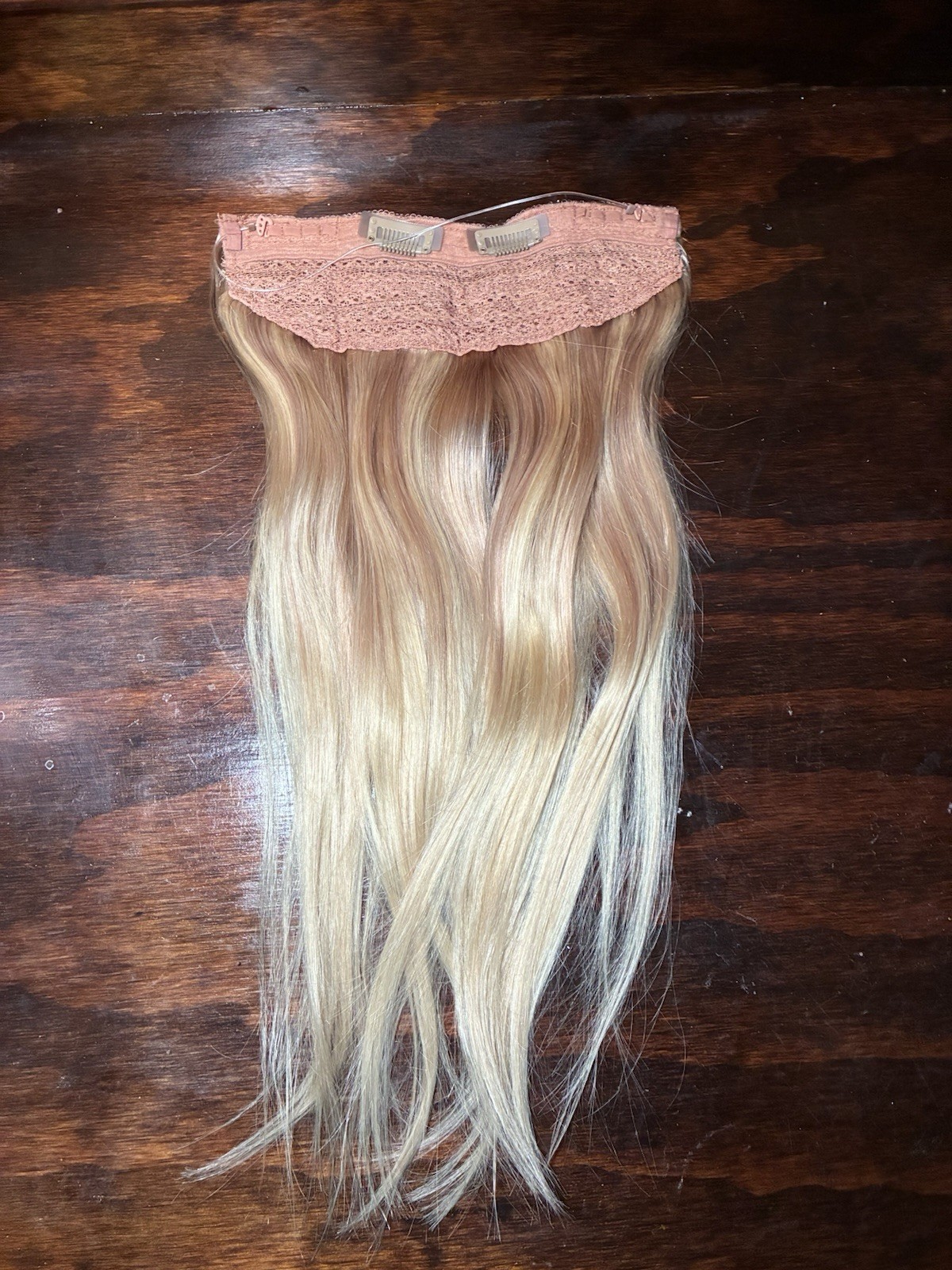 Sunny Hair FISHLINE 16″ Ash Blonde to Platinum Halo Wire Human Hair Extensions
