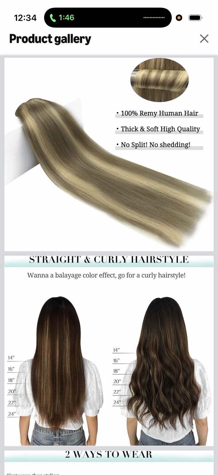 Doores Remy HUMAN Hair Blonde Highlights Clip-In Extensions 20in with 7pcs. 120g