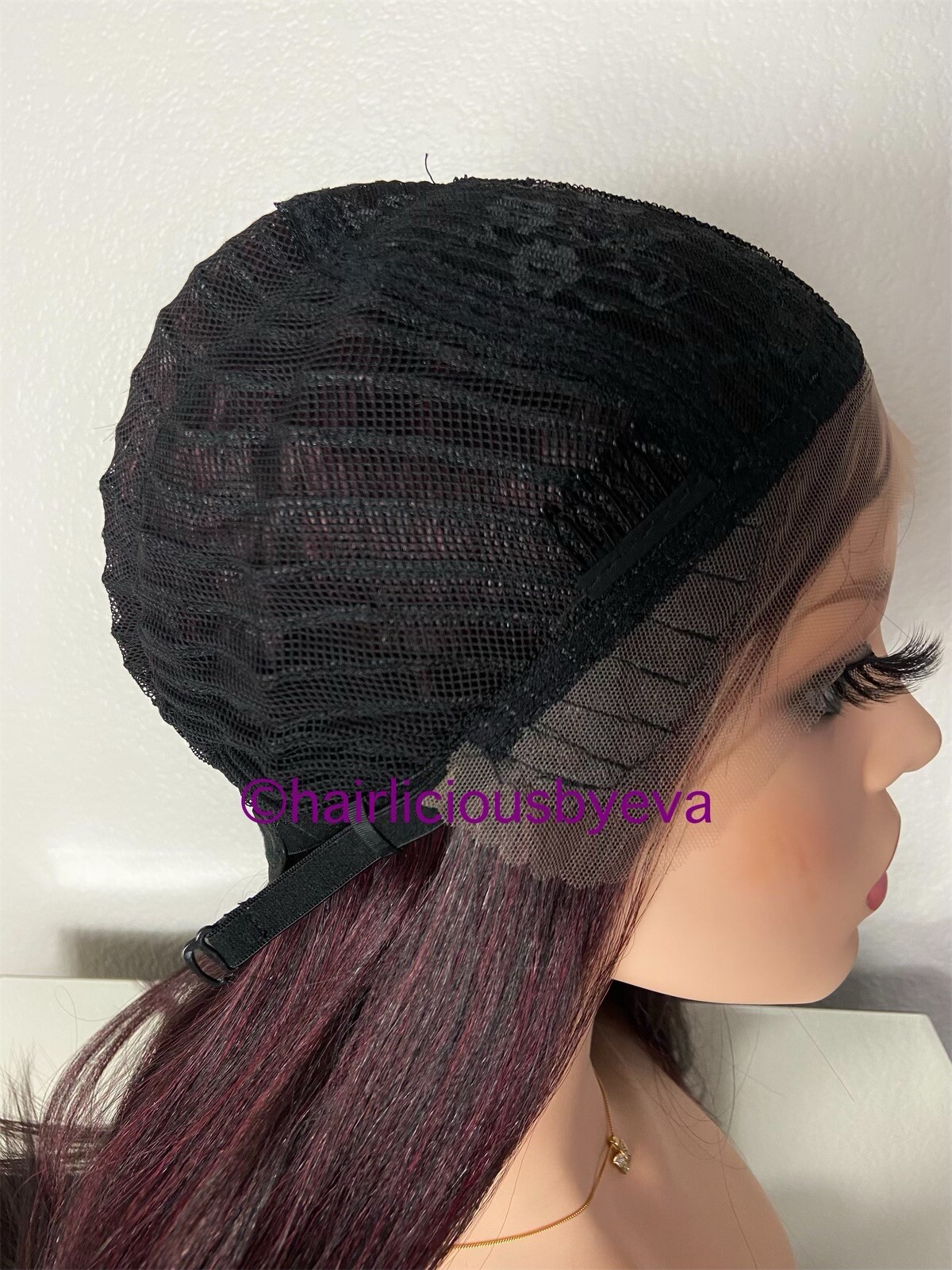 Red Burgundy Wig 99j Lace Front Middle Part Straight 26 Inch Long Heat Ok