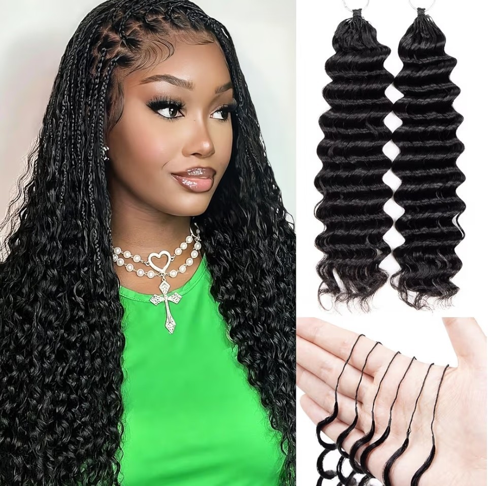 Feather Crochet Deep Wave Human Hair Miracle Knots Pre Separated 50g 22″ 1B