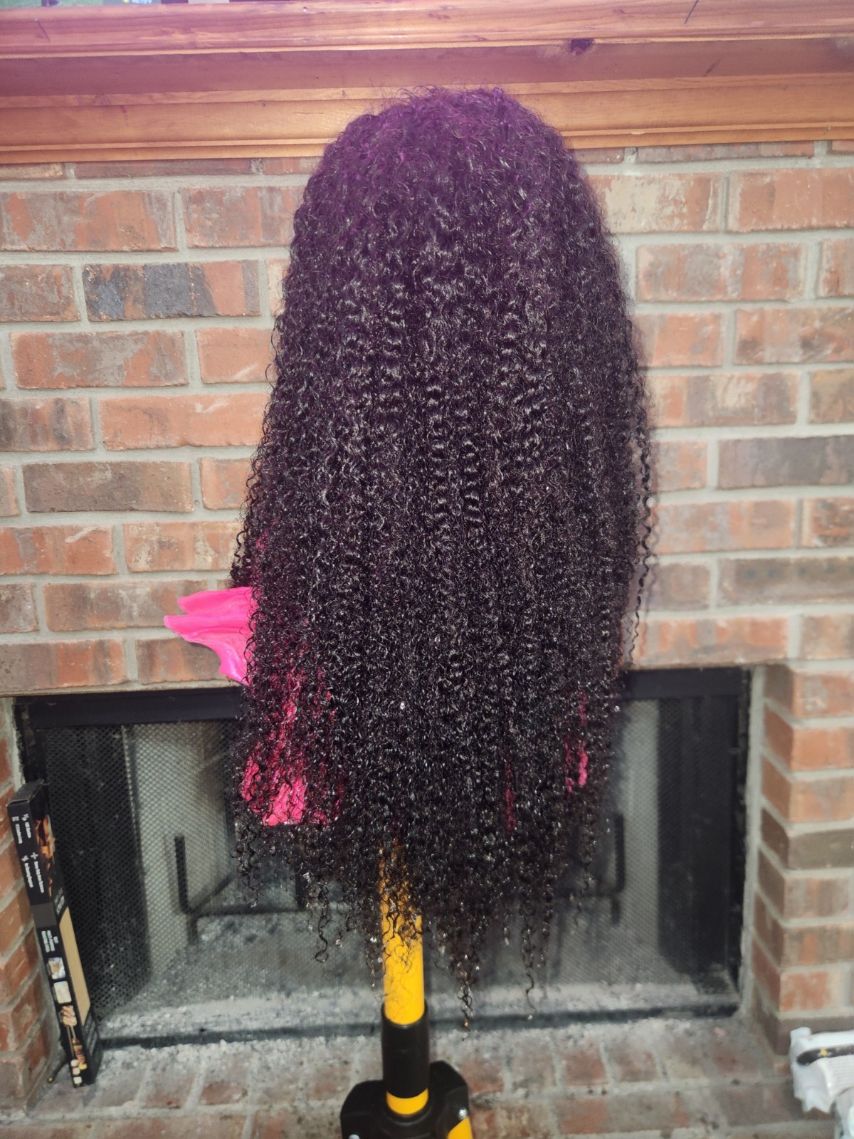 Human Blend Lace Front Wig Curly Black Long Middle Part One Size Women Adult
