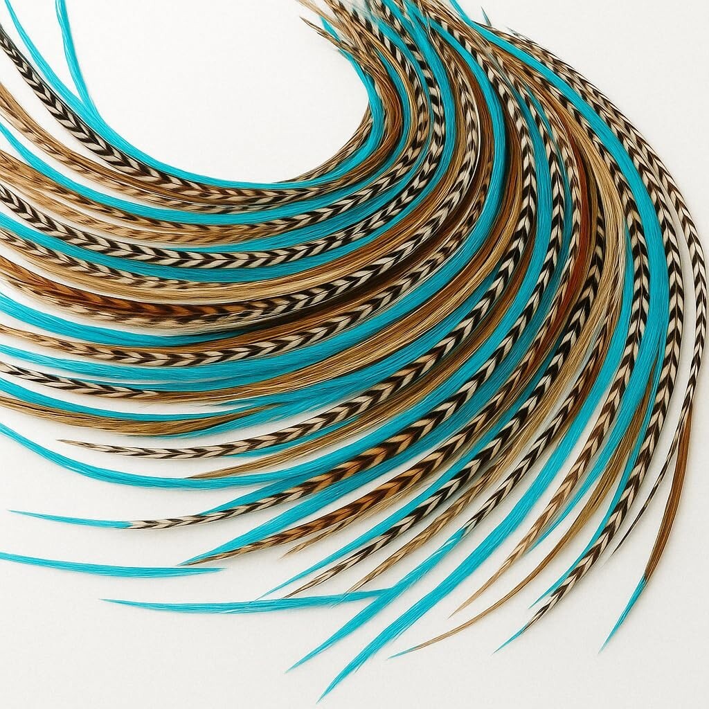 Sexy Sparkles 25 Hair Feathers Extensions Kit, 7″-13″ Rooster Feathers for Hair