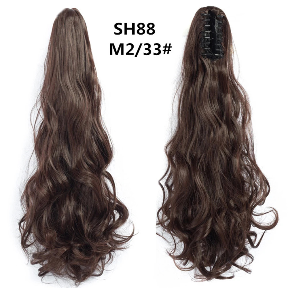 Women 24Inch Long Straight Synthetic Claw On Ponytail Hair Extensions Hairpiece