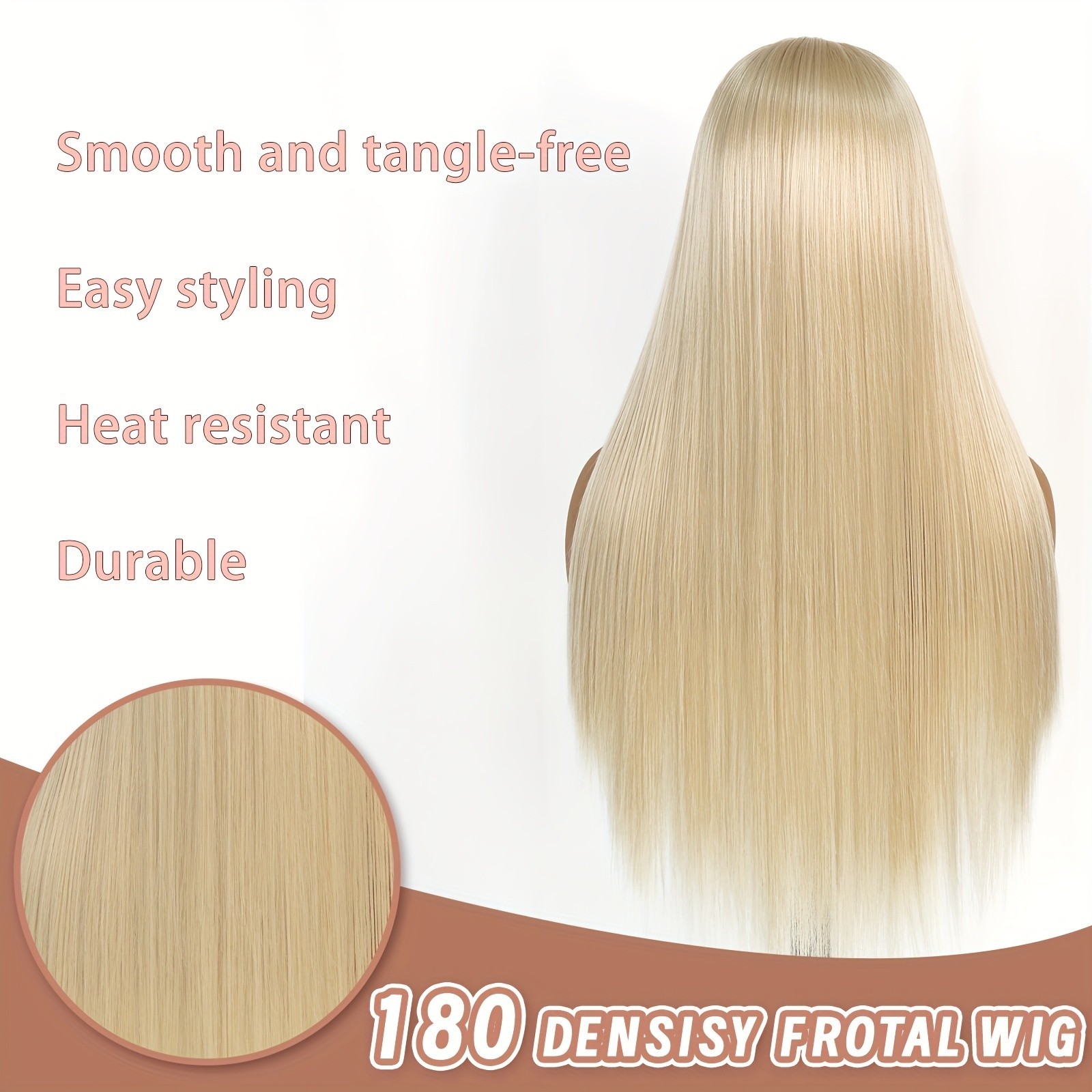 Light Blonde Lace Front Wigs Natural Long Straight Hair Heat Resistant Fiber Wig