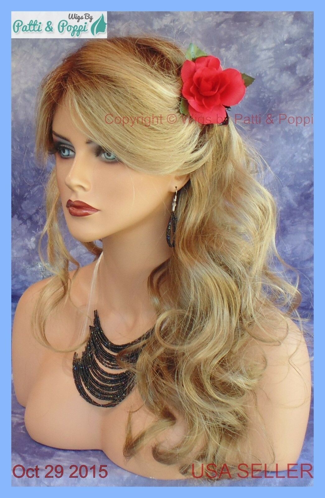 BRIANNA LACE FRONT MONOPART WIG BY ENVY SPARKLING CHAMPAGNE HOT DAZZLING WAVES