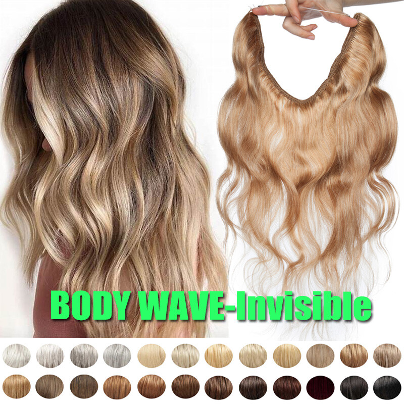 THICK Body Wave Hidden 100% Remy Human Hair Extensions Wire In Weft