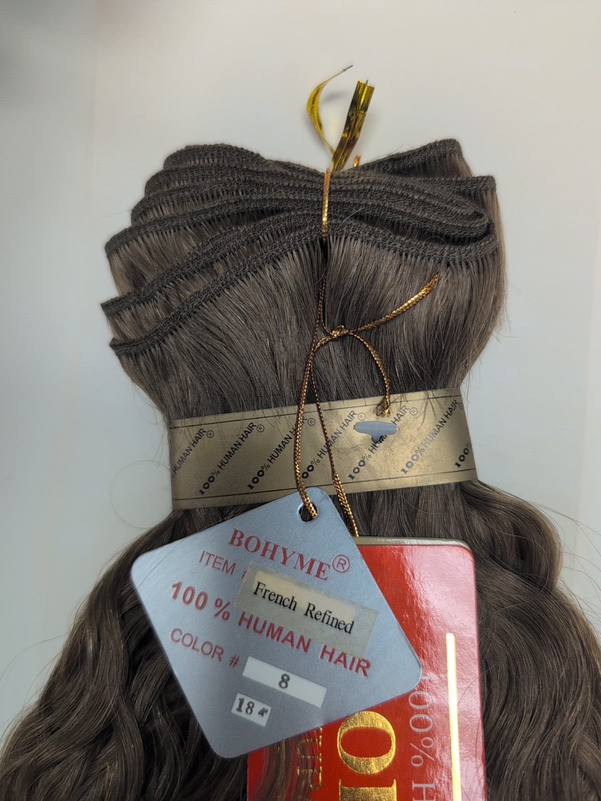 Bohyme Gold 100%Remi Human Hair French Refined Length 18″ Color #8 Weft