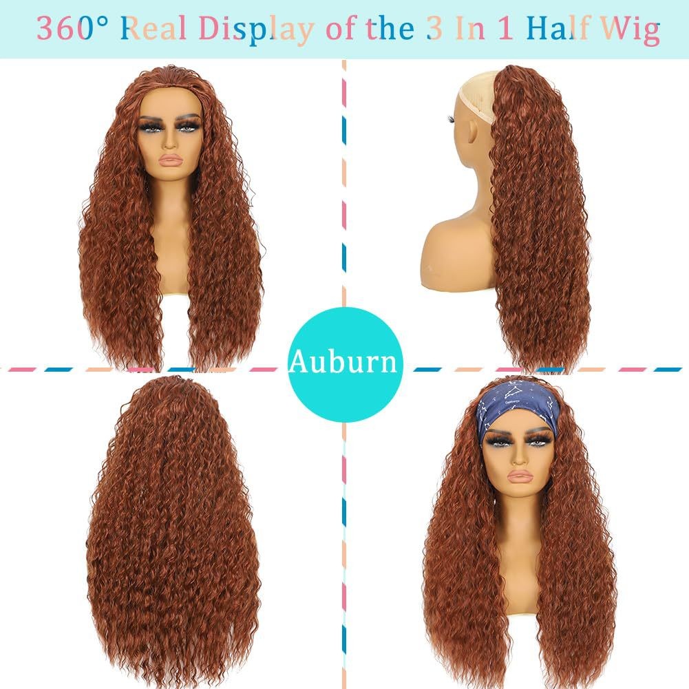 3 in 1 Multi-color Optional Small Kinky Curly Long Wig Heat Resistant Synthetic