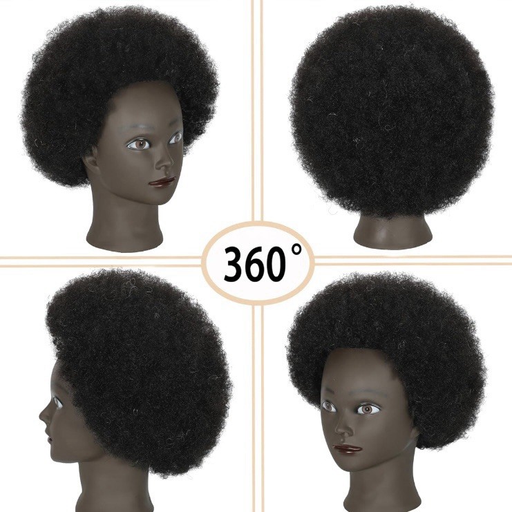 100% African Mannequin Head Human Hair 4A Afro Curly Cosmetology Manican 10 Inch