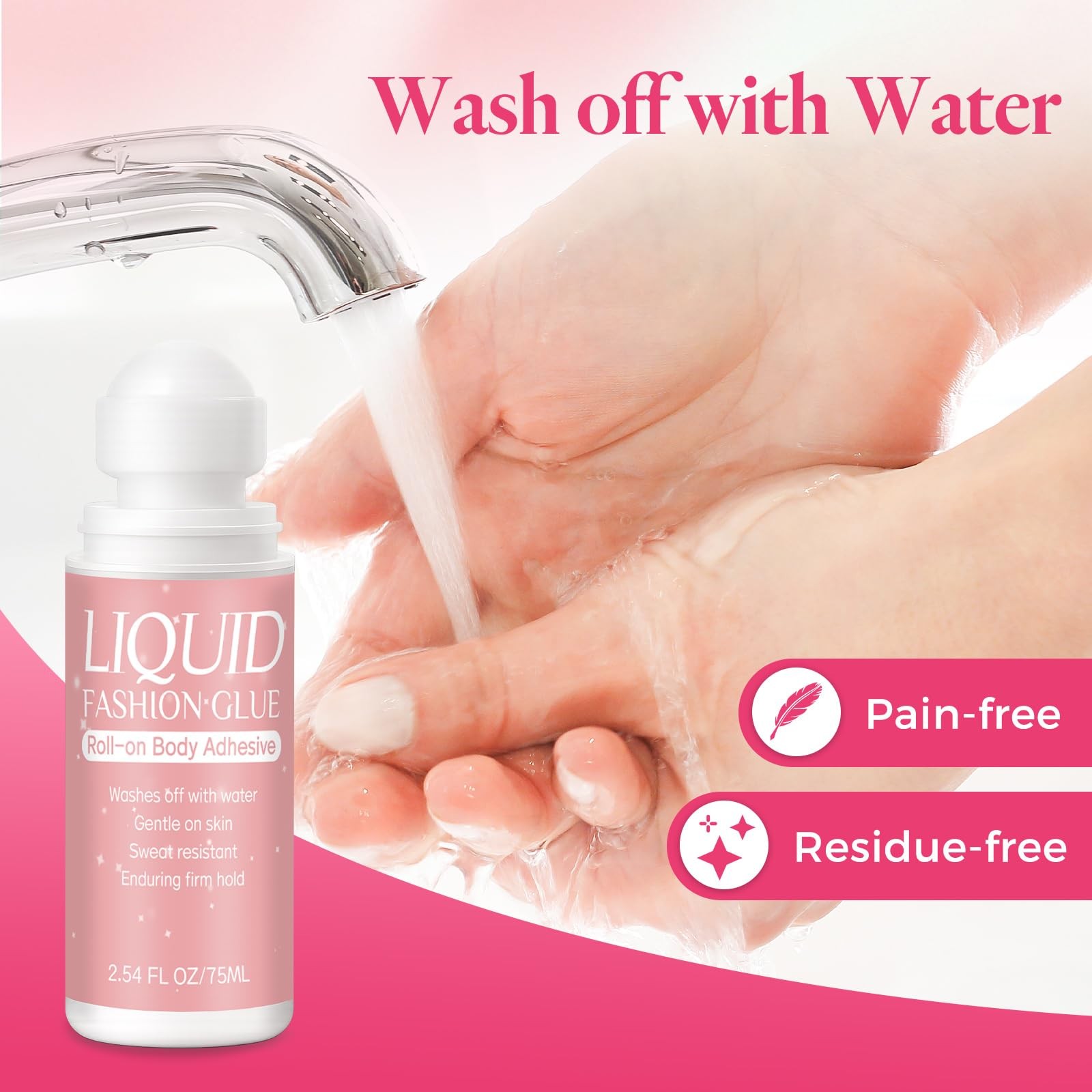 Body Adhesive for Clothing Roll-On 2.54 Oz – Sweat Resistant & Long Lasting B…
