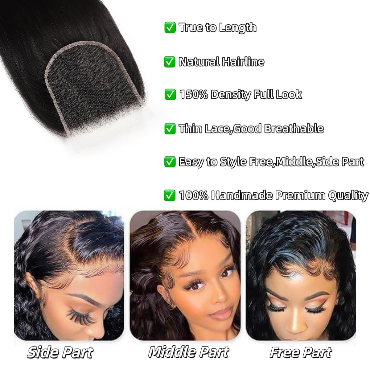 5×5 HD Lace Closure Straight Transparent HD Lace Closure 12A Brazilian Virgin Hu