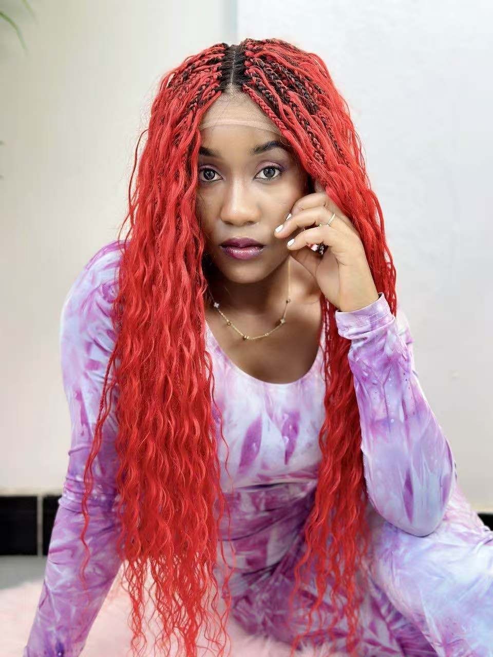 100% Human Hair Boho Knotless Box Braid Wig – Hand-Tied HD Lace, & Glueless.