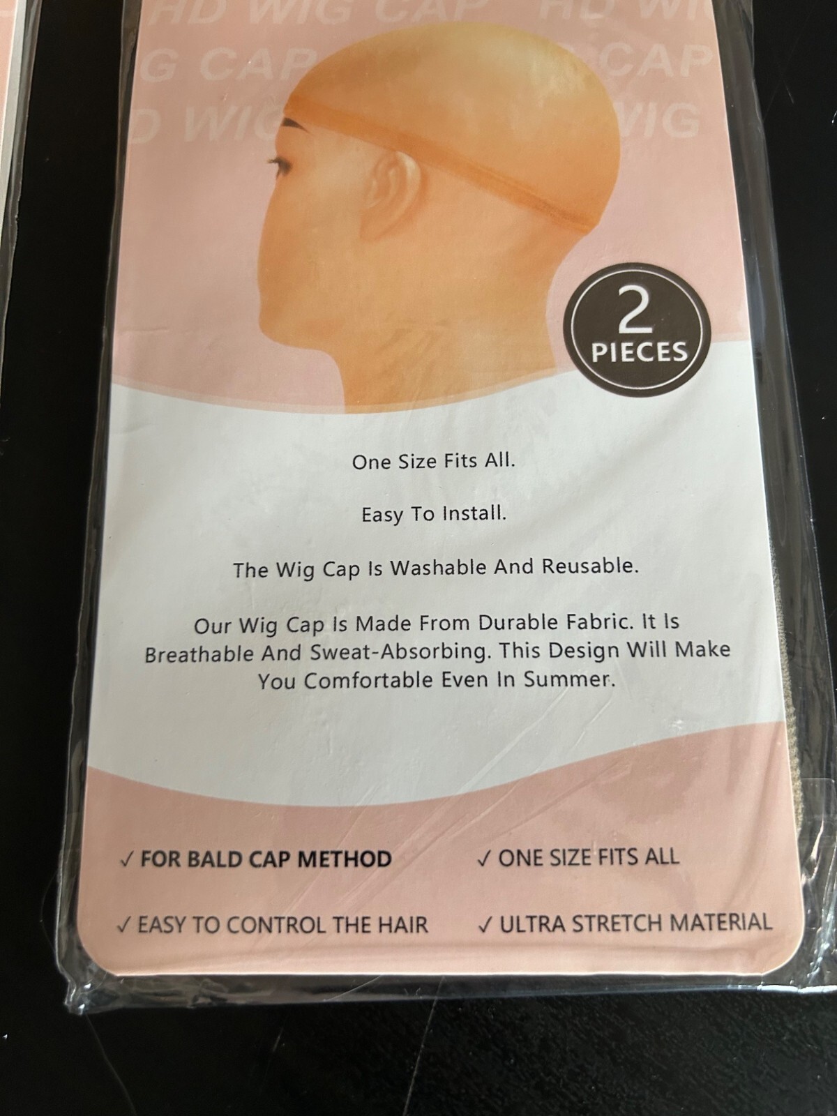 Wig Cap 2-Piece Set Ultra Stretch Breathable Reusable Bald Cap Method One Size