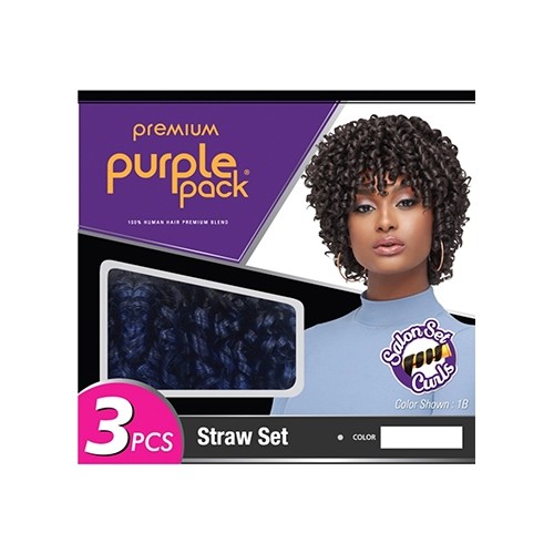 Human hair blend – Purple Pack 3Pcs – Salon Set – Straw Set