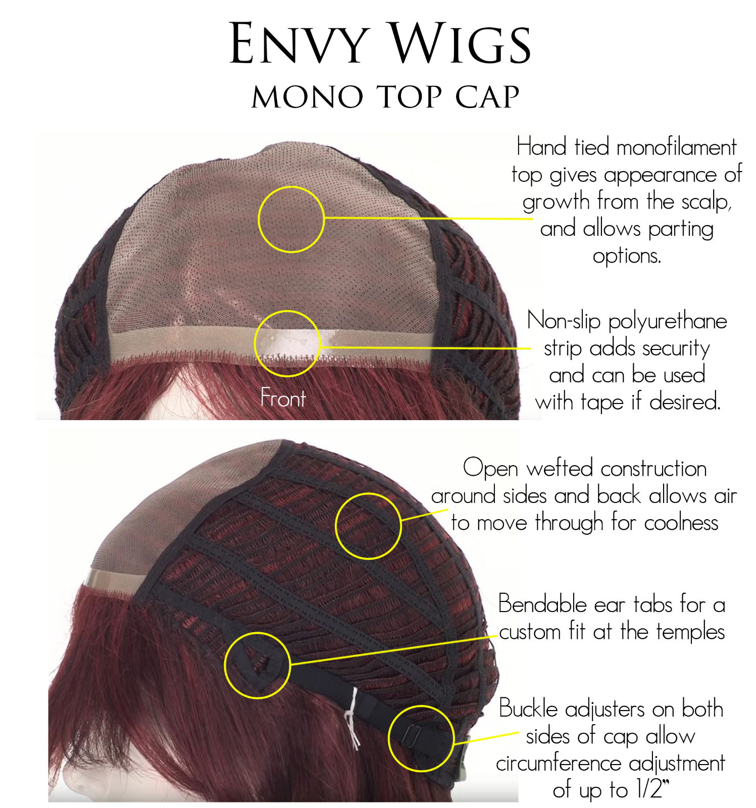 MADISON Wig by ENVY, *ALL COLORS!* Mono Top, BEST SELLER, NEW!