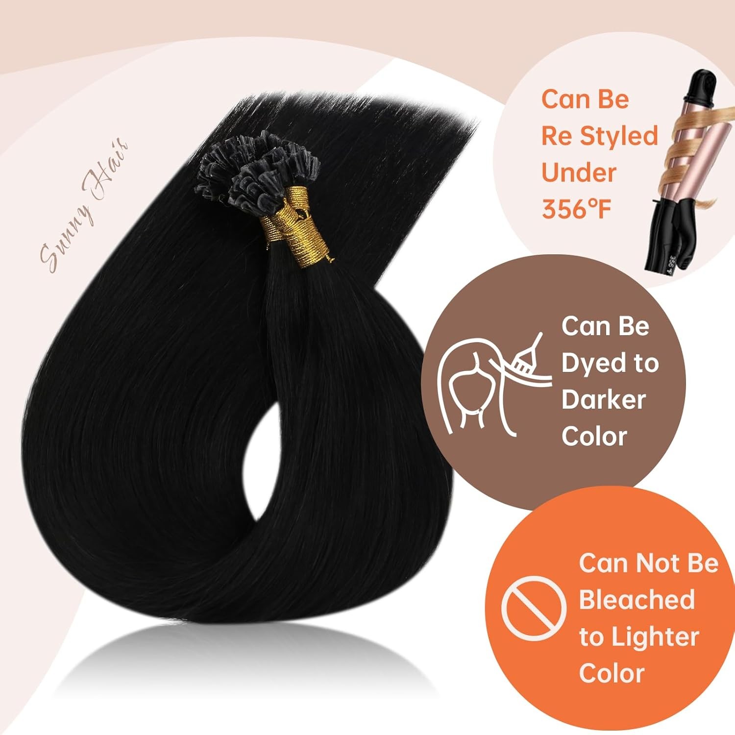 Sunny Hair U-TIP 24in #1 Jet Black Hair Extensions – UT_1_24_50G3