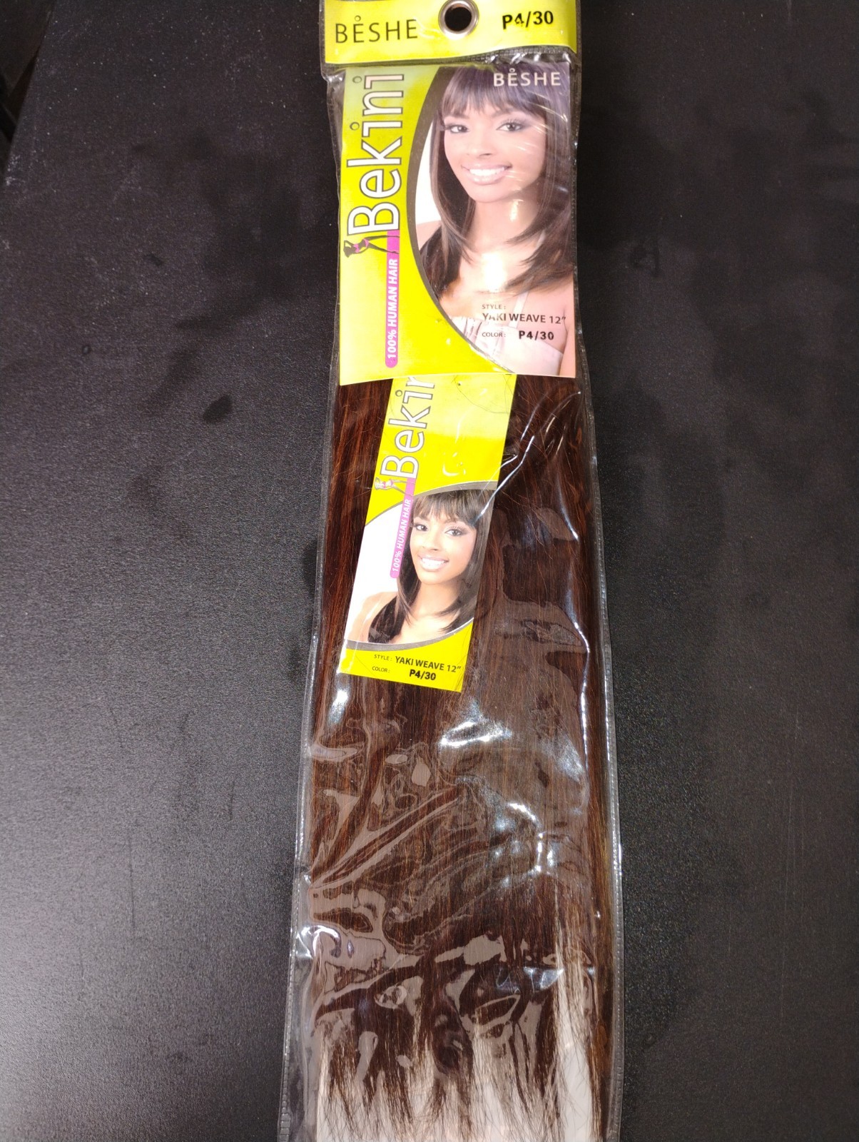 12″ Beshe Yaki Weave Real Human hair Extension. Color -P4/30