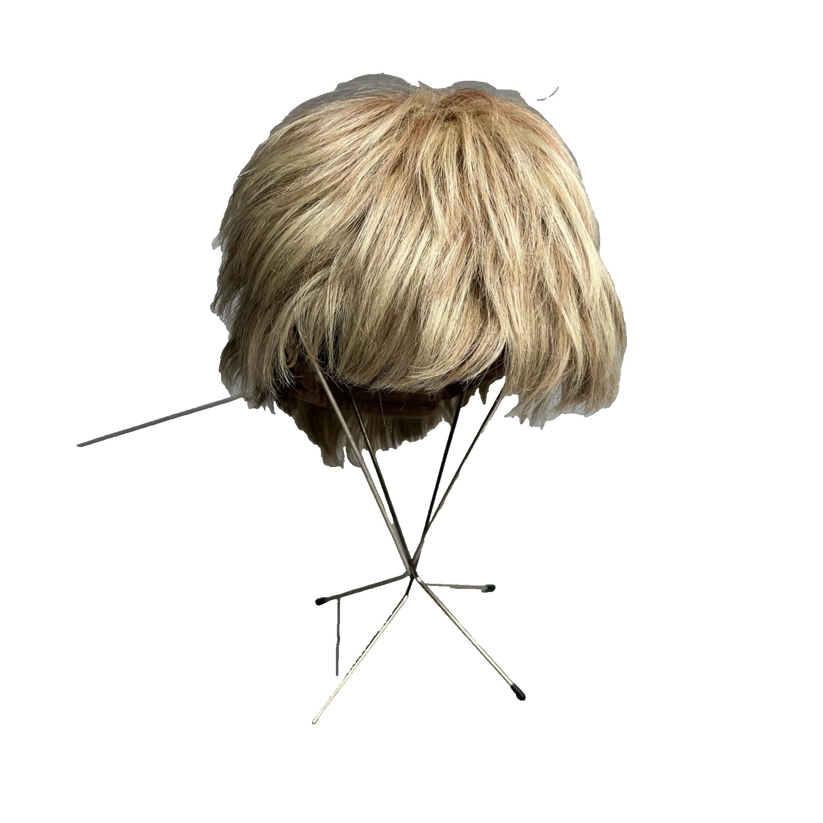The Wig Company Blonde Perfect Image Short Average 21″-22″ w Vtg MCM Metal Stand