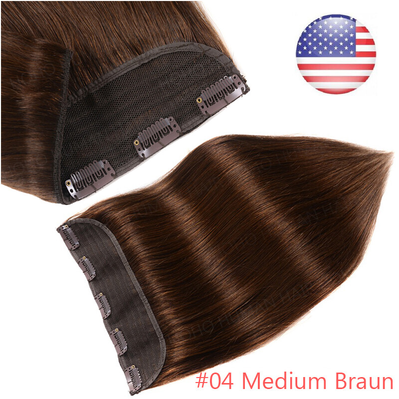 One Piece 9A Human Hair Extensions Clip In 100% Remy Real Weft Lucca Light Brown