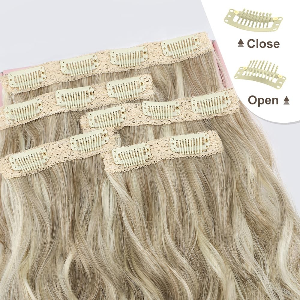 ALXNAN 16″ Orange Red Thick Long Mermaid Wave Hair Clip Extensions