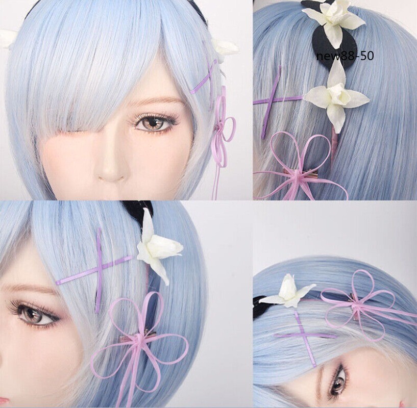 Anime Re:Life in a different world from zero Rem Cosplay Wig Peri Wign Hairpiece