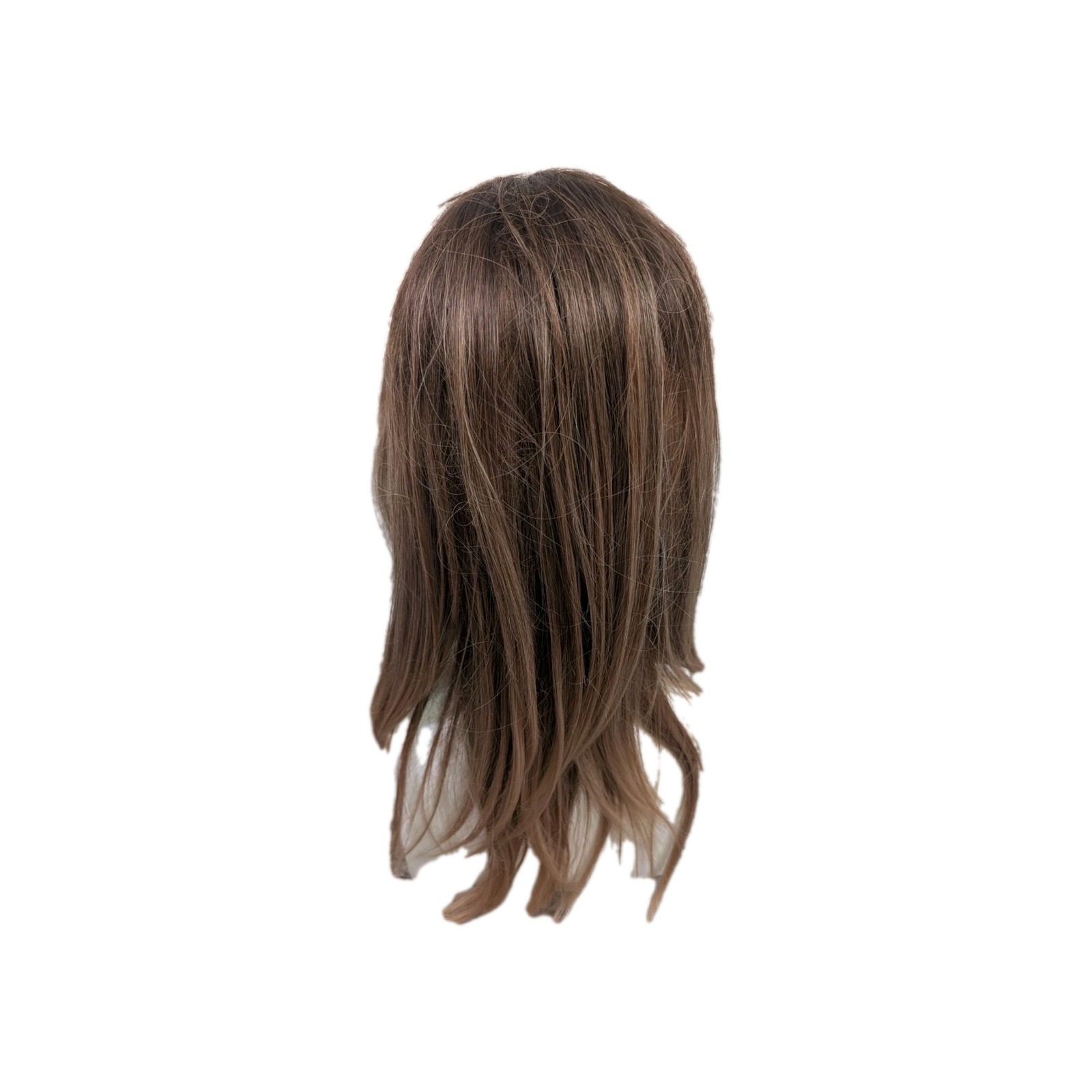 Medium Length Blonde Brown Ombre Straight Layered Synthetic Hair Wig W/Hint Red