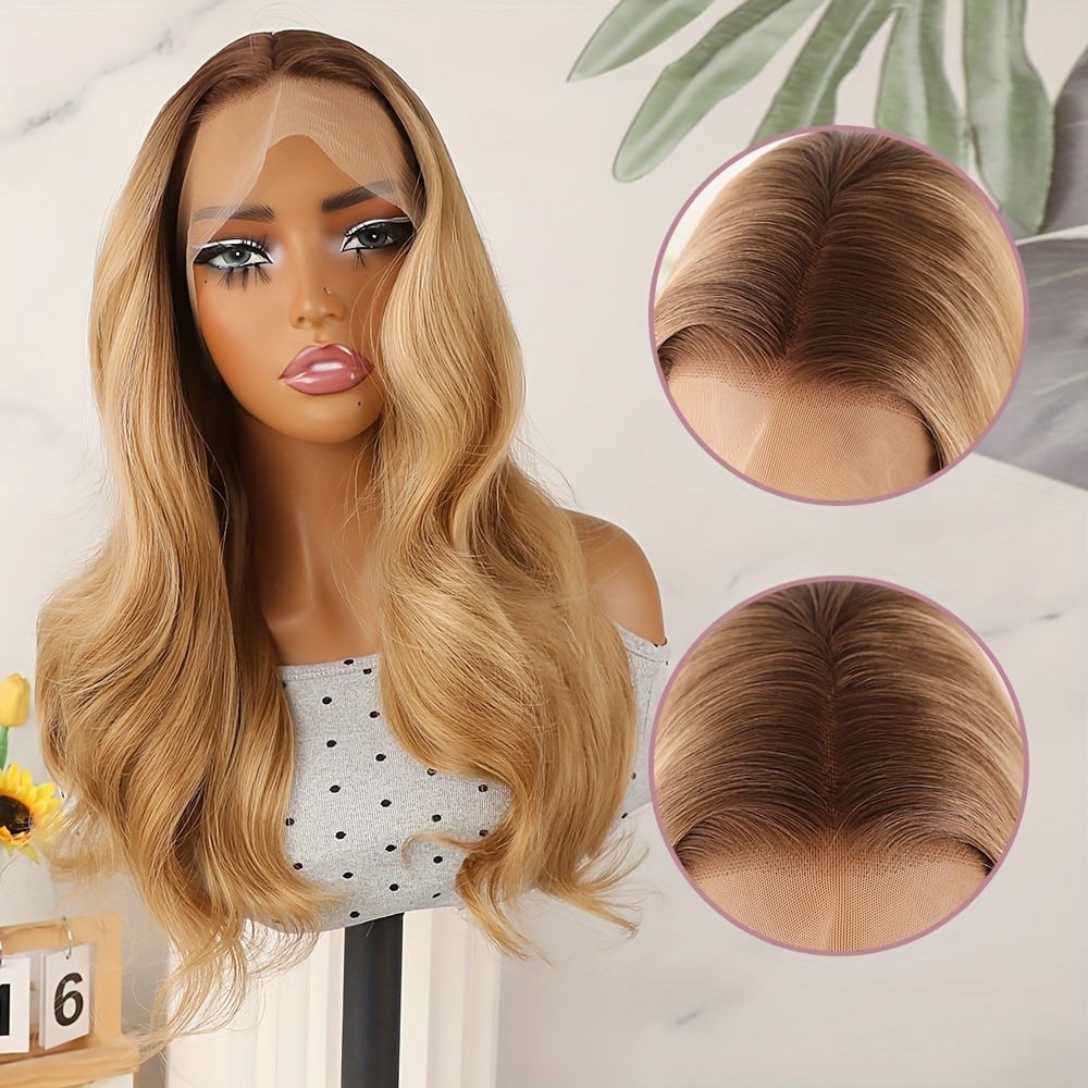 Lace Front Wigs Ombre Brown Blonde Mixed Color Hair Pre Plucked Natural Hairline