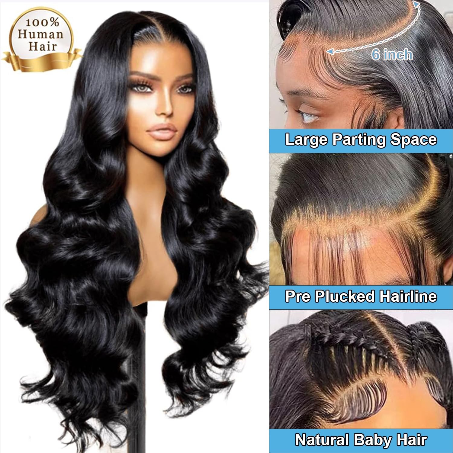 HOT STAR 13×6 Body Wave Lace Front Wigs,100% Human Hair [2-year life], HD Hum…