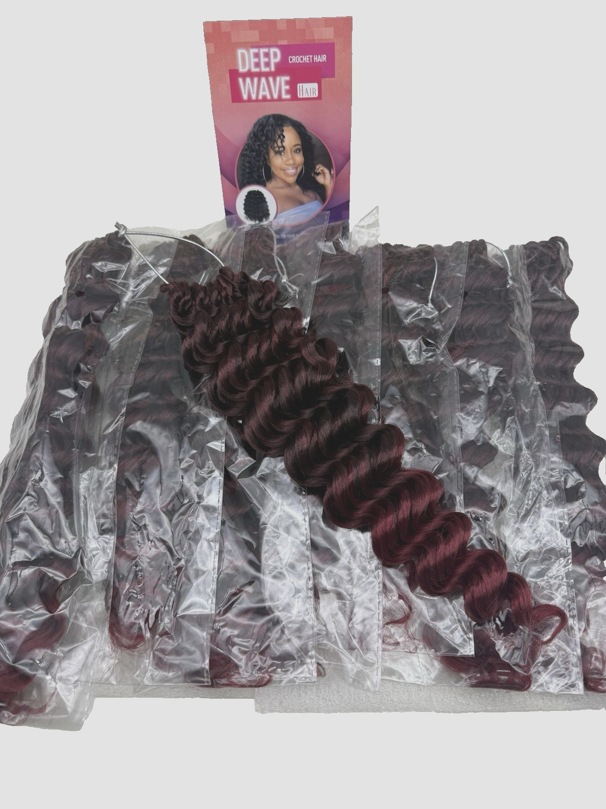 100% HandMade Deep Wave Crochet Hair Deep Curly Extensions 11″ Burgundy Red READ