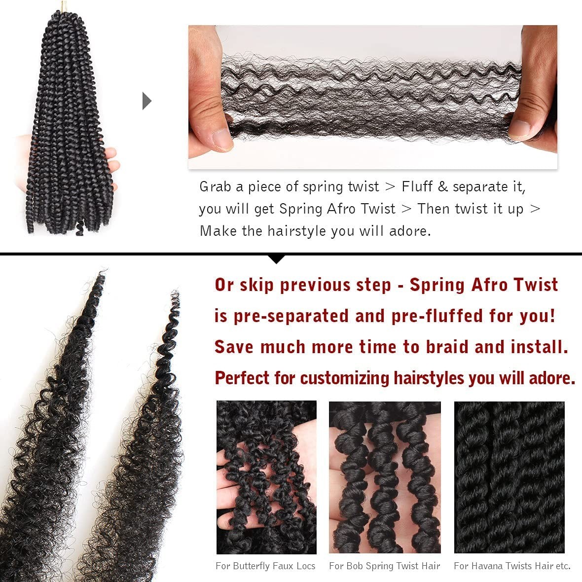 8 Inch Pre-Fluffed Afro Twist Hair Extensions (3 Packs) – Effortless Styling