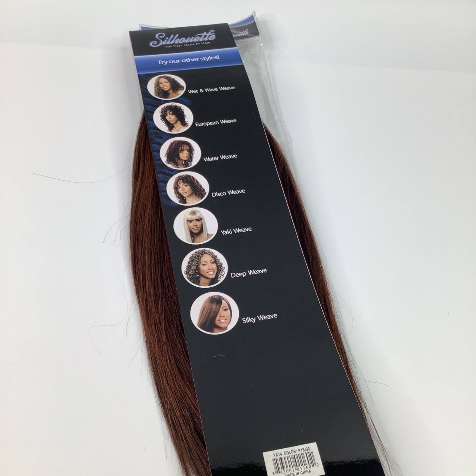 Silhouette 100% Human Hair Yaki Straight Weave 14″ P1B/33 Auburn & Black