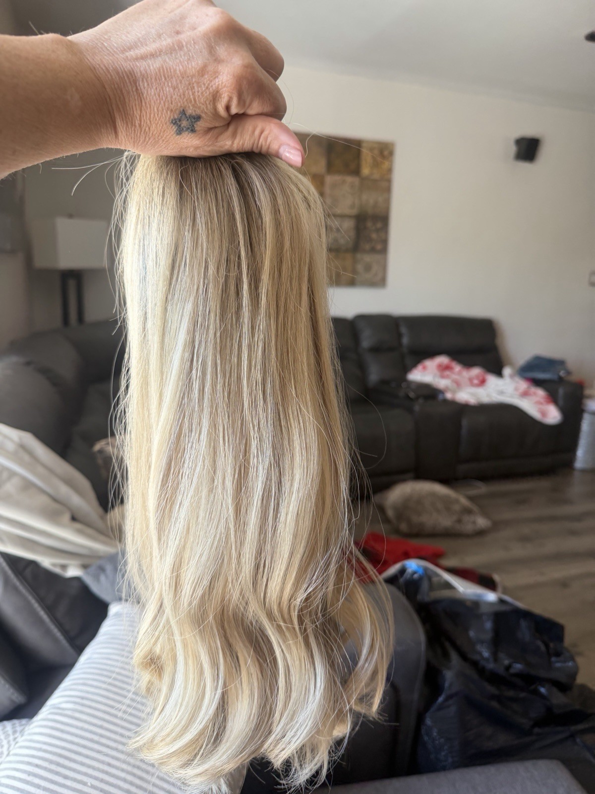European Texture human hair wig Pre Owned Small Wig 18 Inches Lace Top
