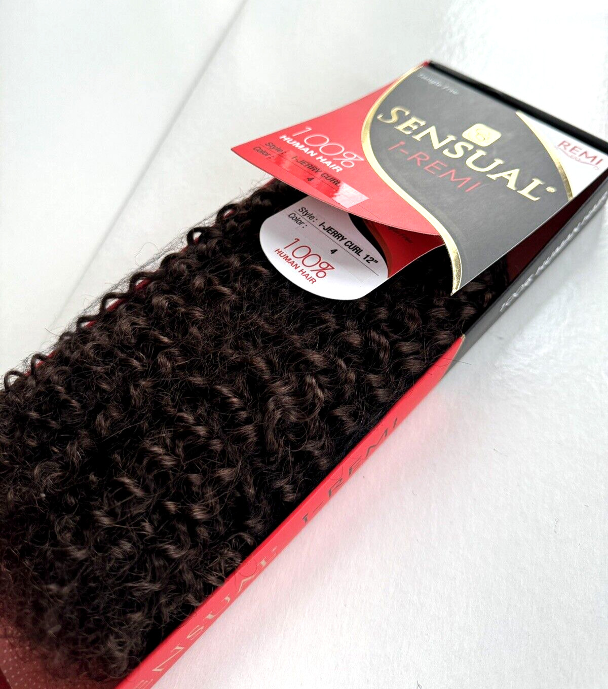 Sensual i-Remi 100% Human Hair Weaving Style: i-Jerry Curl 12″ Color 4