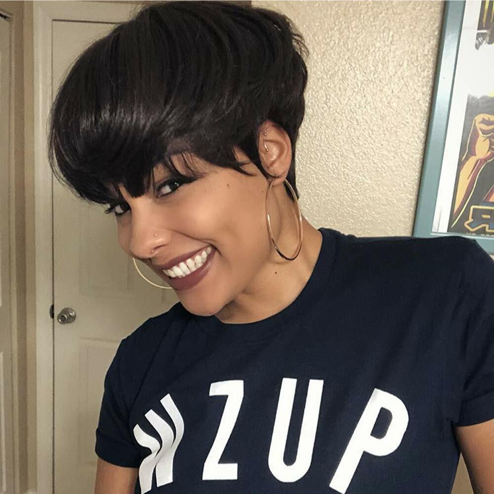 Natural Color Pixie Short Human Hair Wigs for Women Straight Pixie Cut Wigs